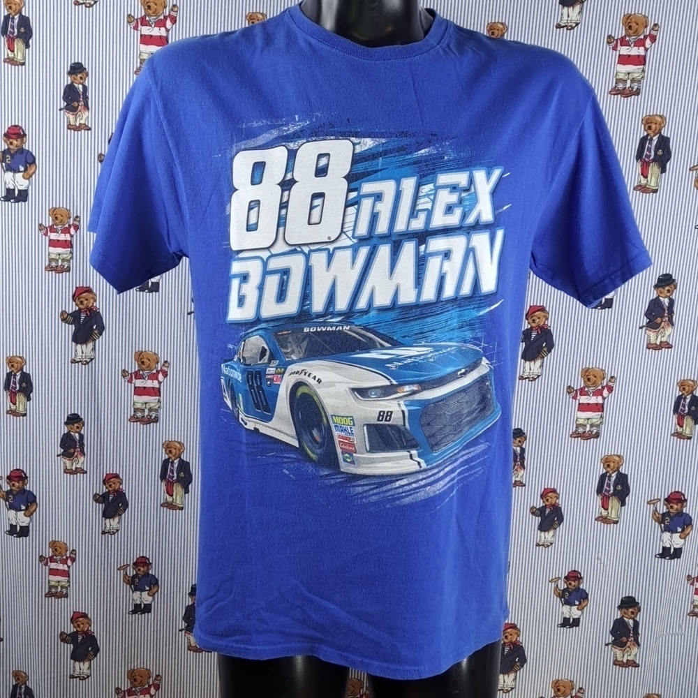 NASCAR # 88 Hendrick Motorsports double-sided graphic blue & white LG t-shirt